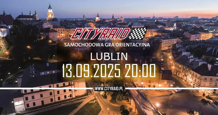 Obrazek przedstawia grafikę promocyjną wydarzenia Samochodowa gra orientacyjna CITYRAID w Lublinie