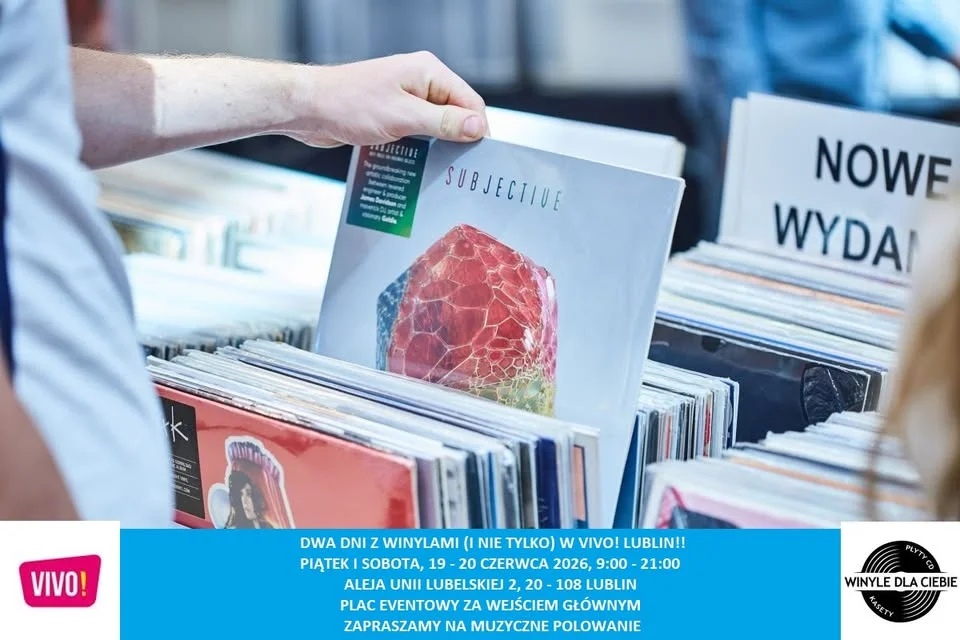 Grafika promocyjna wydarzenia Dwa dni z winylami w VIVO! Lublin – tysiące płyt dla kolekcjonerów i fanów muzyki