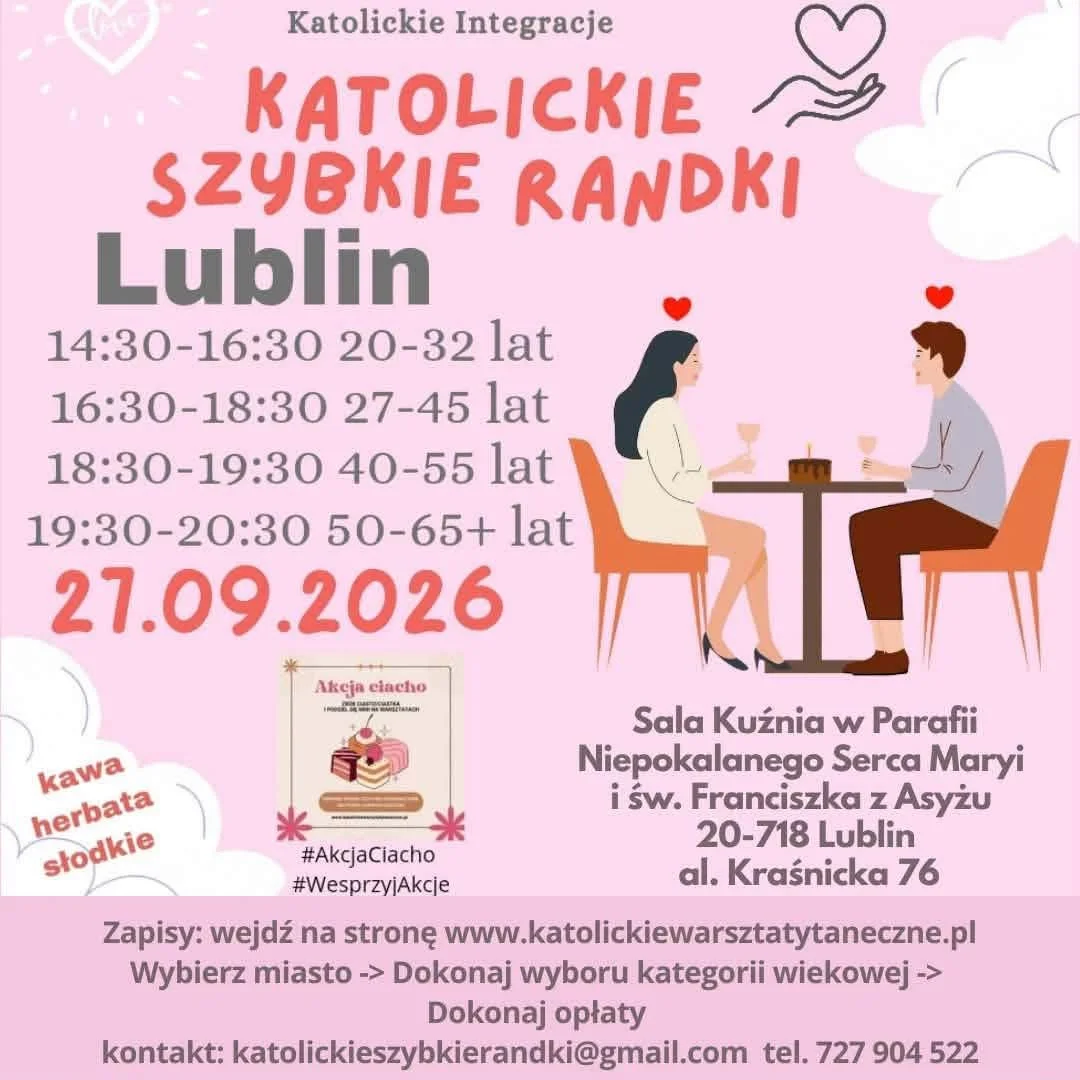 Grafika promocyjna wydarzenia Katolickie Szybkie Randki Lublin 2026