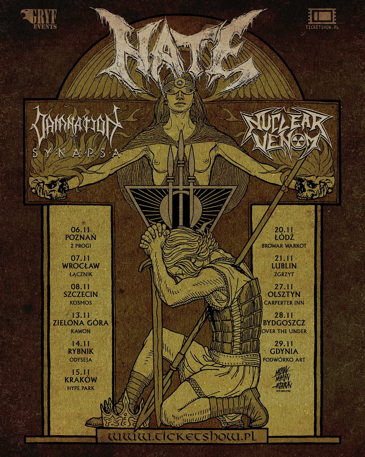 Grafika promocyjna wydarzenia Koncert Hate / Damnation / Synapsa / Nuclear Venom w Lublinie