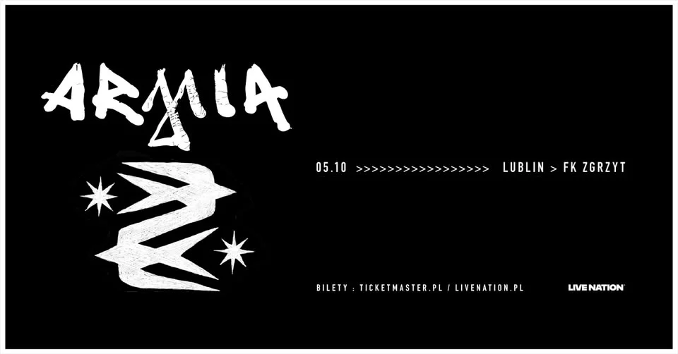 Grafika promocyjna wydarzenia Koncert zespołu ARMIA w Lublinie w październiku 2025