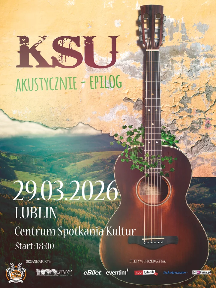 Grafika promocyjna wydarzenia KSU Akustycznie — koncert akustyczny w Lublinie (Centrum Spotkania Kultur)