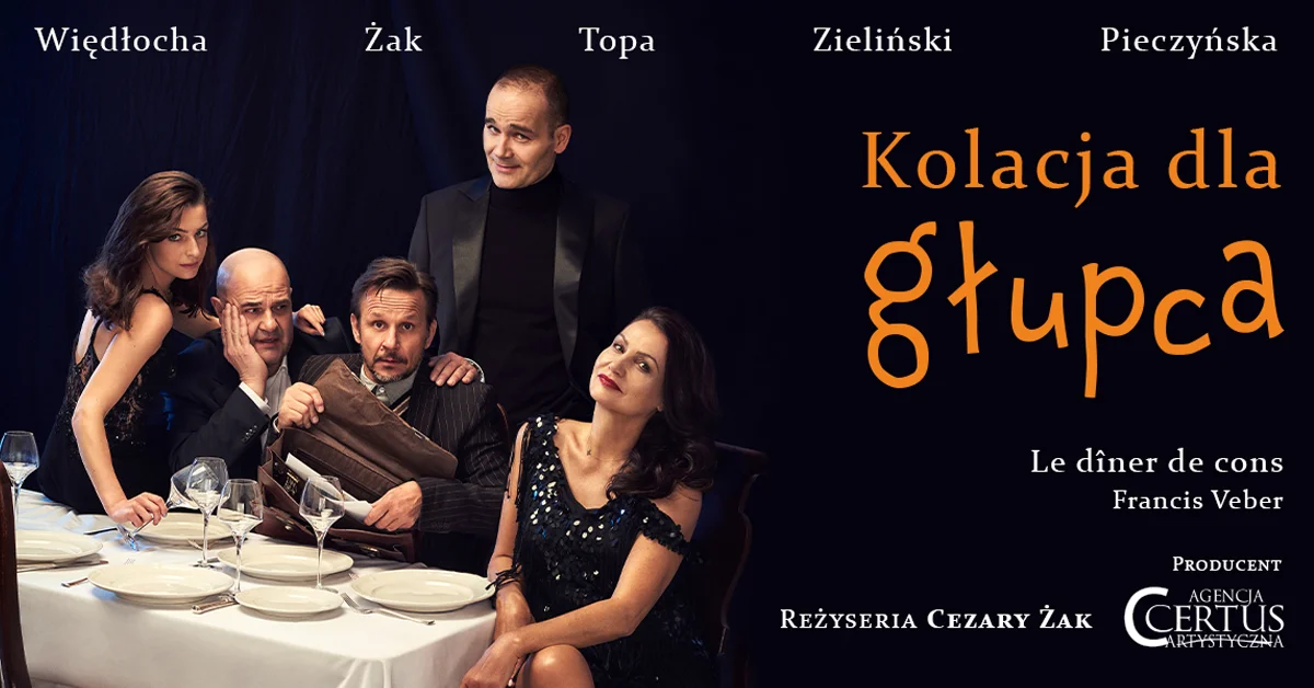 Grafika promocyjna wydarzenia Kolacja dla głupca w Lublinie