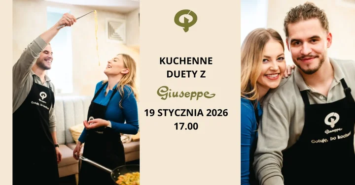 Grafika promocyjna wydarzenia LUBLIN Warsztaty „Kuchenne duety” — tiramisu, focaccia i świeży makaron