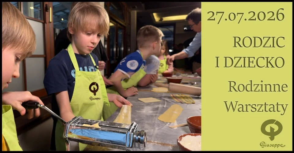 Grafika promocyjna wydarzenia LUBLIN Warsztaty Rodzic i dziecko – tiramisu i pizza włoska
