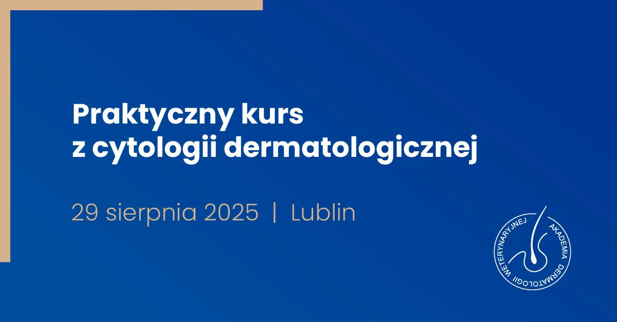 Grafika promocyjna wydarzenia Praktyczne szkolenie z cytologii dermatologicznej dla weterynarzy w Lublinie