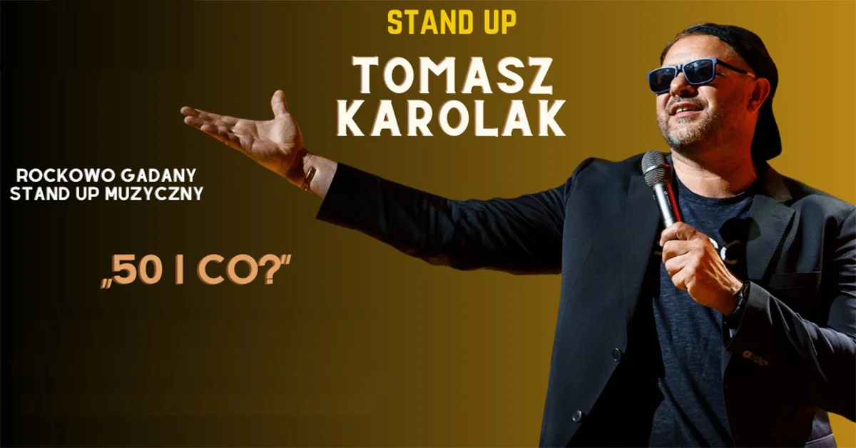 Grafika promocyjna wydarzenia Stand-up muzyczny Tomasza Karolaka w Lublinie