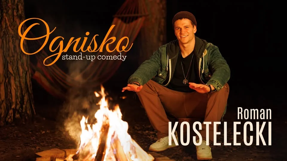 Grafika promocyjna wydarzenia Stand-up: Roman Kostelecki „Ognisko” w Lublinie