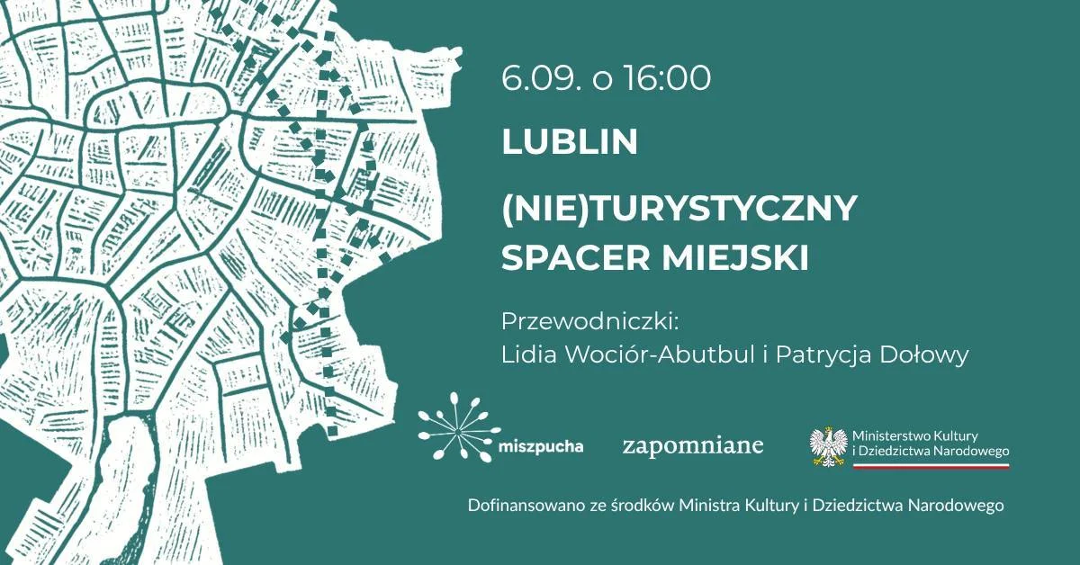Grafika promocyjna wydarzenia Szlakiem miejskich podspodów. Lublin (nie)turystyczny spacer miejski – wielokulturowy Lublin