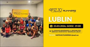 Grafika promocyjna wydarzenia 4FIZJO Runners Lublin — otwarty trening biegowy