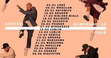 Grafika promocyjna wydarzenia KORTEZ / Bumerang 26 Tour — koncert w Lublinie