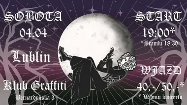 Grafika promocyjna wydarzenia KURACJA — The Cure w klubie Graffiti, Lublin (4 kwietnia 2026)