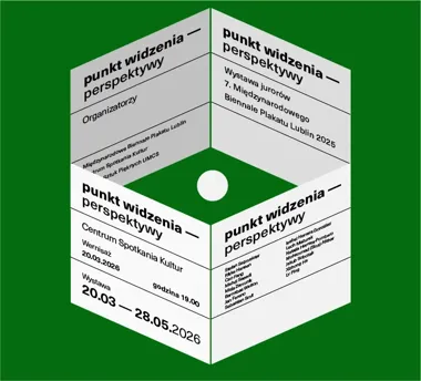 Grafika promocyjna wydarzenia Punkt widzenia – Perspektywy: wernisaż prac jurorów 7. Międzynarodowego Biennale Plakatu Lublin