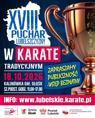 Grafika promocyjna wydarzenia XVIII Puchar Lubelszczyzny w Karate Tradycyjnym