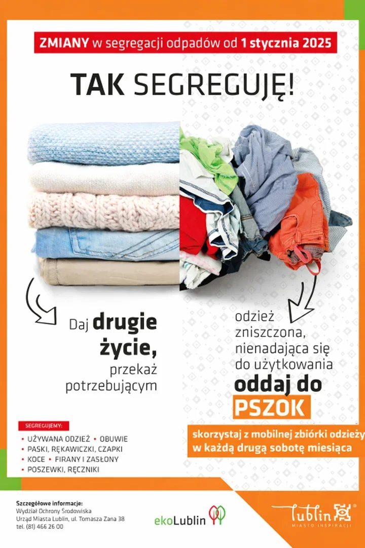 Siedem punktów zbiórki tekstyliów w Lublinie. Tylko dwa worki podczas jednej dostawy