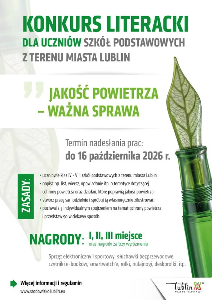 Czyste powietrze tematem konkursu. Uczniowie mogą zdobyć sprzęt i nagrody
