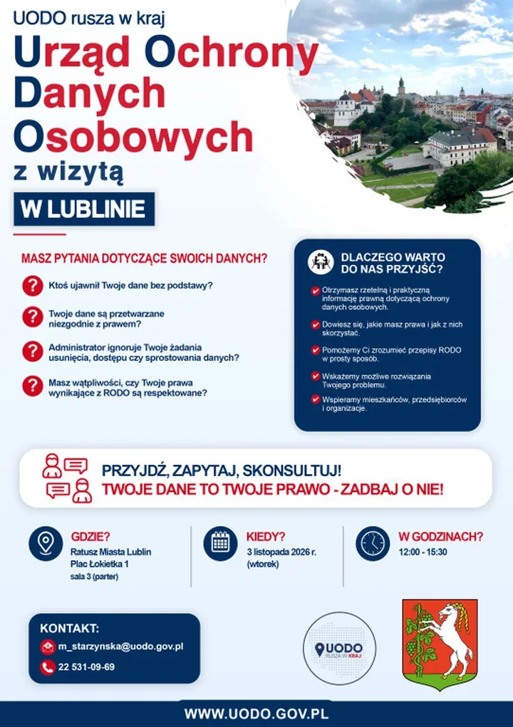 Eksperci UODO będą dyżurować w lubelskim Ratuszu. Padną pytania o RODO